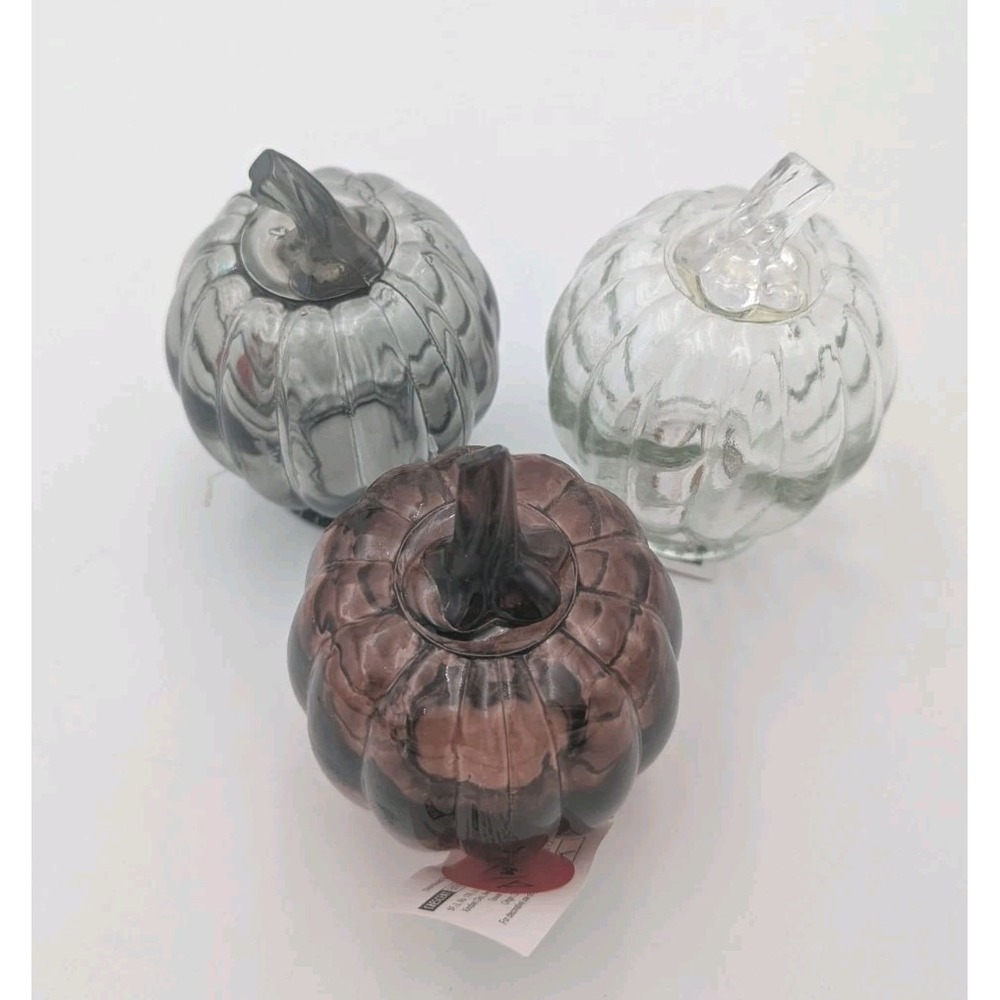 3 Target Bullseye Playground GLASS PUMPKINS Autumn Halloween Fall Thanksgiving